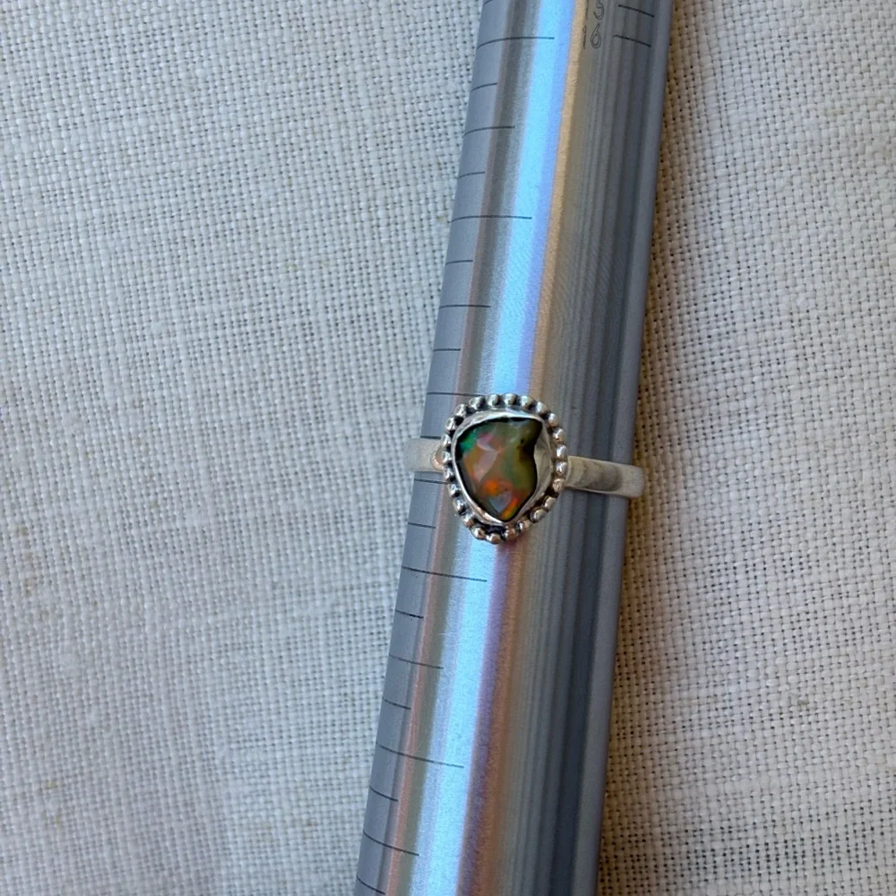 Sterling Silver Genuine Raw Ethiopian Opal Gemstone Ring
